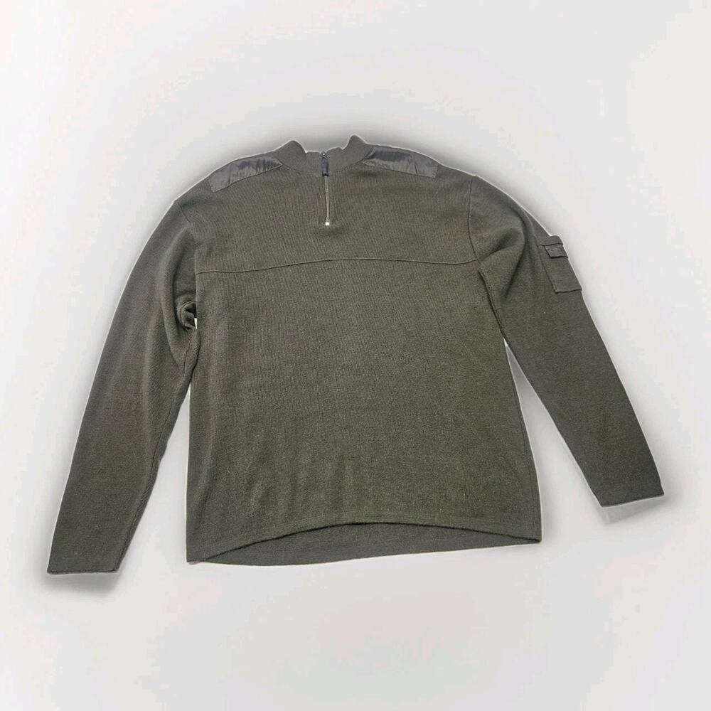 Bachrach Polo Sweater Men's Quarter Zip Fine Merino Wool Green Large